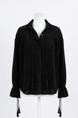 Line And Dot Michelle Velvet Stripe Blouse Black