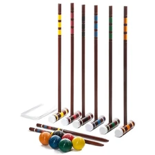 FRANKLIN SPORTS CROQUET SET - INTERMEDIATE CROQUET SET WITH MALLETS - MULTICOLOR