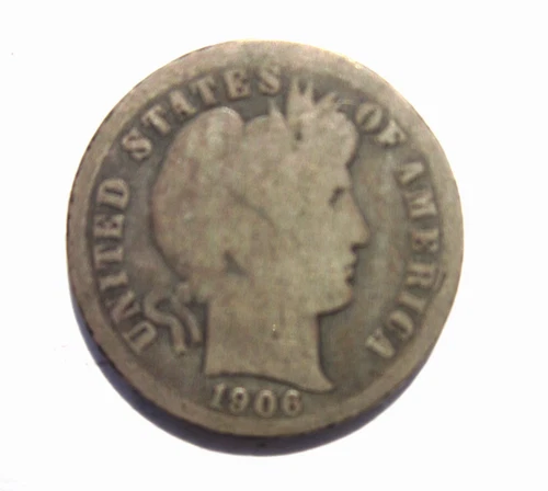 1906-S BARBER DIME 10C COIN SAN FRANCISCO MINT BETTER DATE GOOD DETAILS