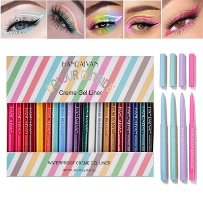 20 PCS Colored Eyeliners Pencil Set, 20 Colors Waterproof Long Lasting Retrac