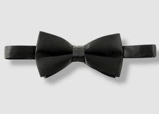 Michelsons London Mens Black Solid Adjustable Silk Pre tied Bow Tie OS