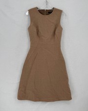 J.CREW Brown Taupe 100% Wool Lined Business Casual Sleeveless Fit Flare Dress