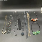 Vintage Costume Jewelry Necklace Lot 10pc Beaded Multi-strand Choker Statement