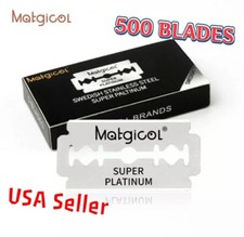 500 Matgicol Platinum Ultra Sharp Double Edge Cut Barber Razor Blades