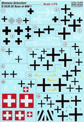 PRINT SCALE DECALS 72-264 SIEMENS-SCHUCKERT D.III/D.IV 1/72