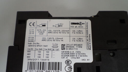 Siemens Sirus Leistungsschalter 3RV2011-1AA15 - Bild 3 von 5