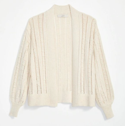 NWT LOFT Cream white Bobble Shrunken 