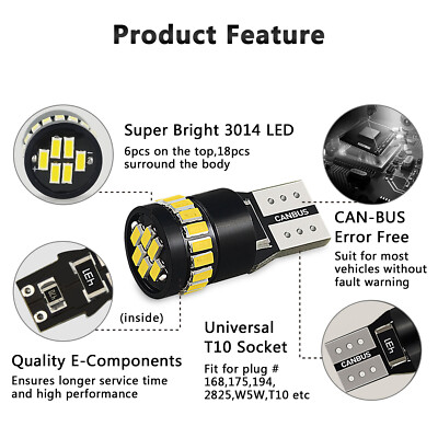 Bombilla LED T10 Canbus W5W Para Matrícula De Estacionamiento, Lámpara