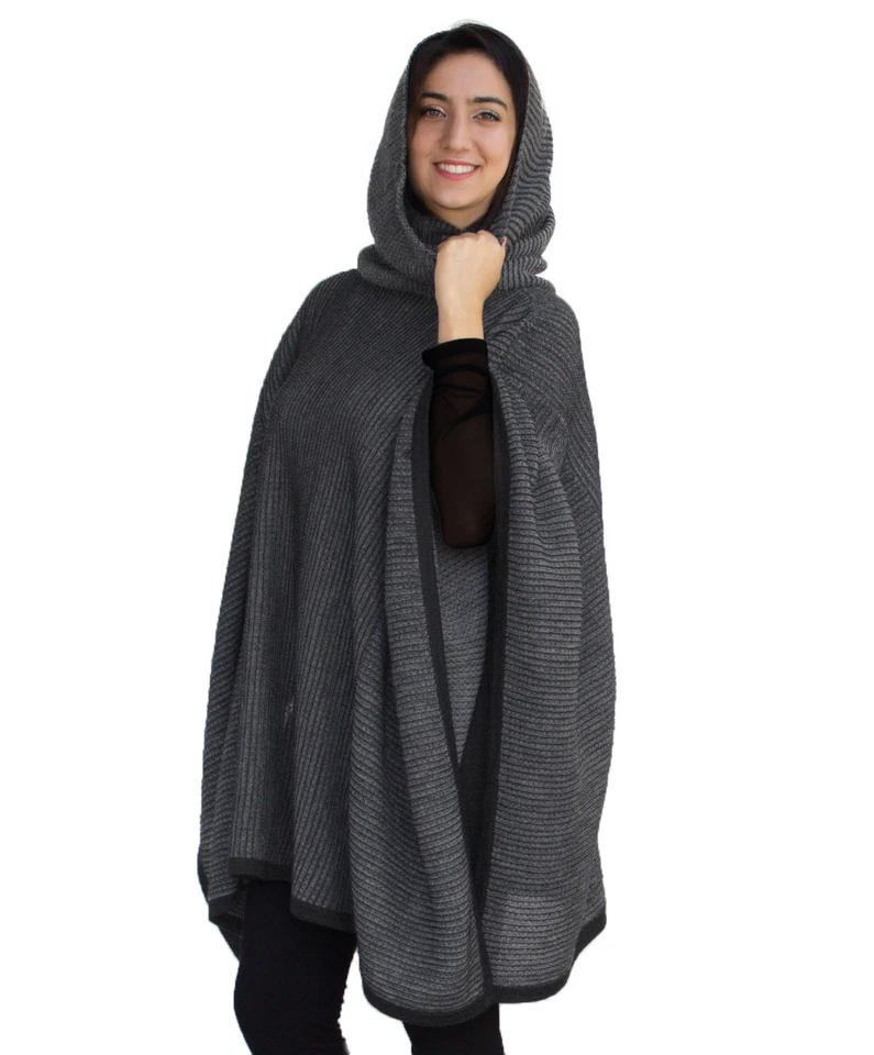 Women's Superfine Alpaca Wool Knitted Turtleneck Poncho - Image 3 of 4