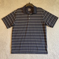 PGA Tour Polo Shirt Mens Large Blue/White Striped Short Sleeve Golfing Casual