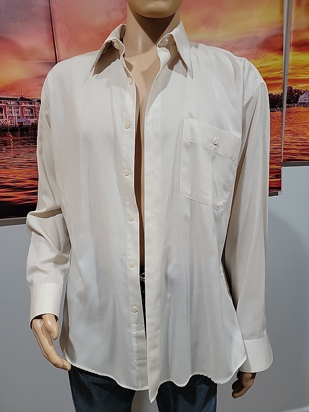 Yves Saint Laurent Camicia Uomo Vintage 16.5 34 35 (L) Camicia Colore Avena #W4