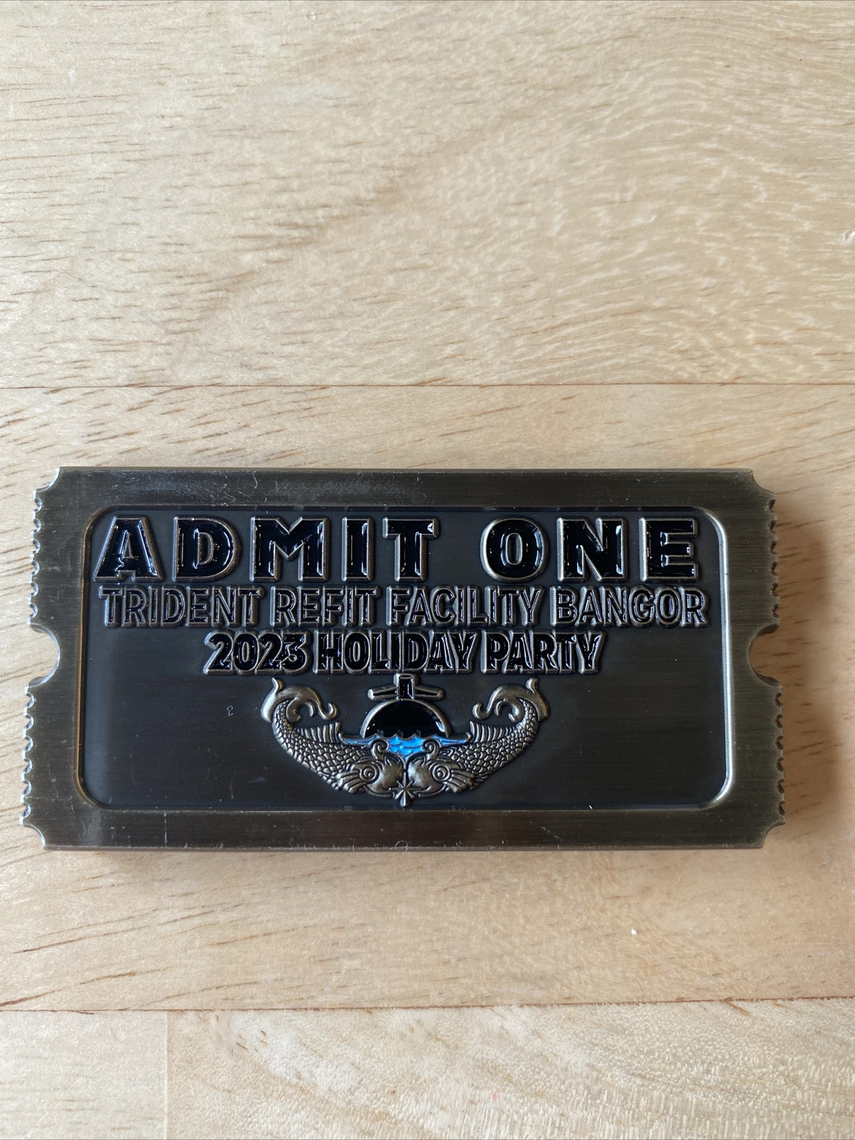 US Navy Challenge Coin TRF Bangor Holiday Party Admit One Ticket Coin-image