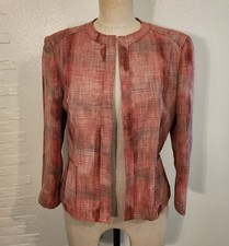 Anne Klein Vintage Pink Tweed Like Linen Coat Blazer Women's Size 8