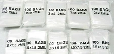 1000 Zip Seal Lock Bags 2Mil Clear Square 2 Small Sizes 1.5 x 1.5 & 2 x 2" 500ea