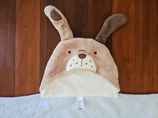 Tiny Little Wonders Brown DOG BLUE Hooded BLANKET Wrap Security Lovey Baby