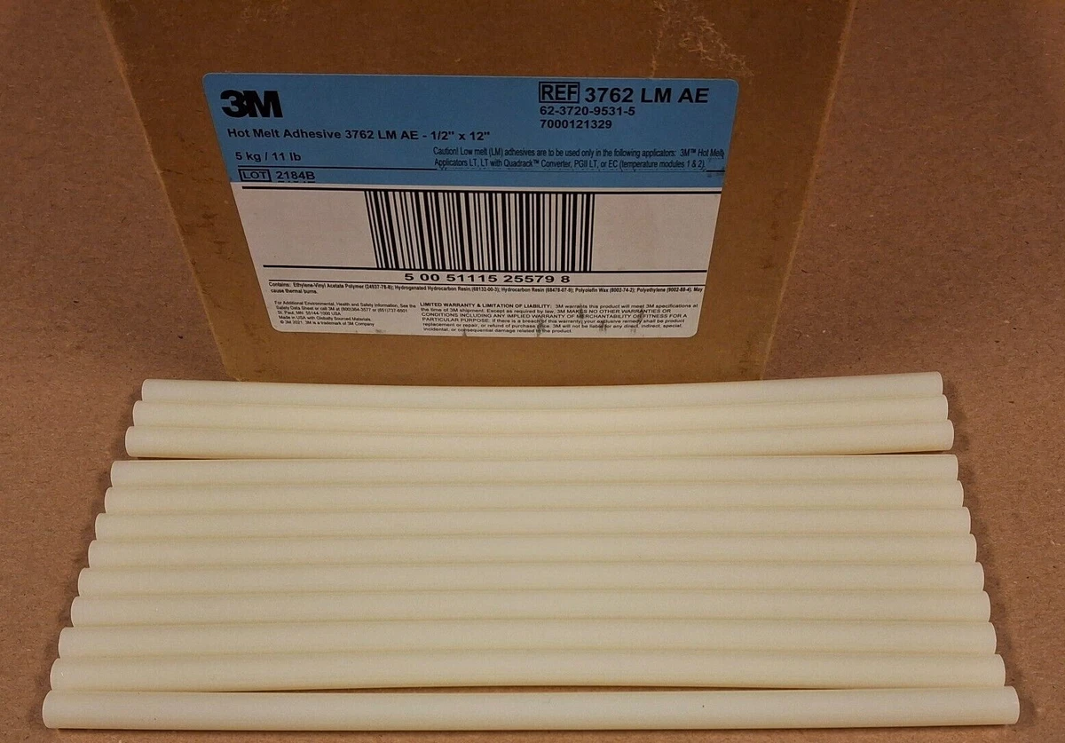 Adhésif Hot Melt 3M 3792 - Bâtons De Colle Transparente 5/8" X 2" - Lot De 5