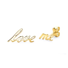 Wellingsale 14k Yellow Gold Love-Me Earrings (6 x 16 mm)