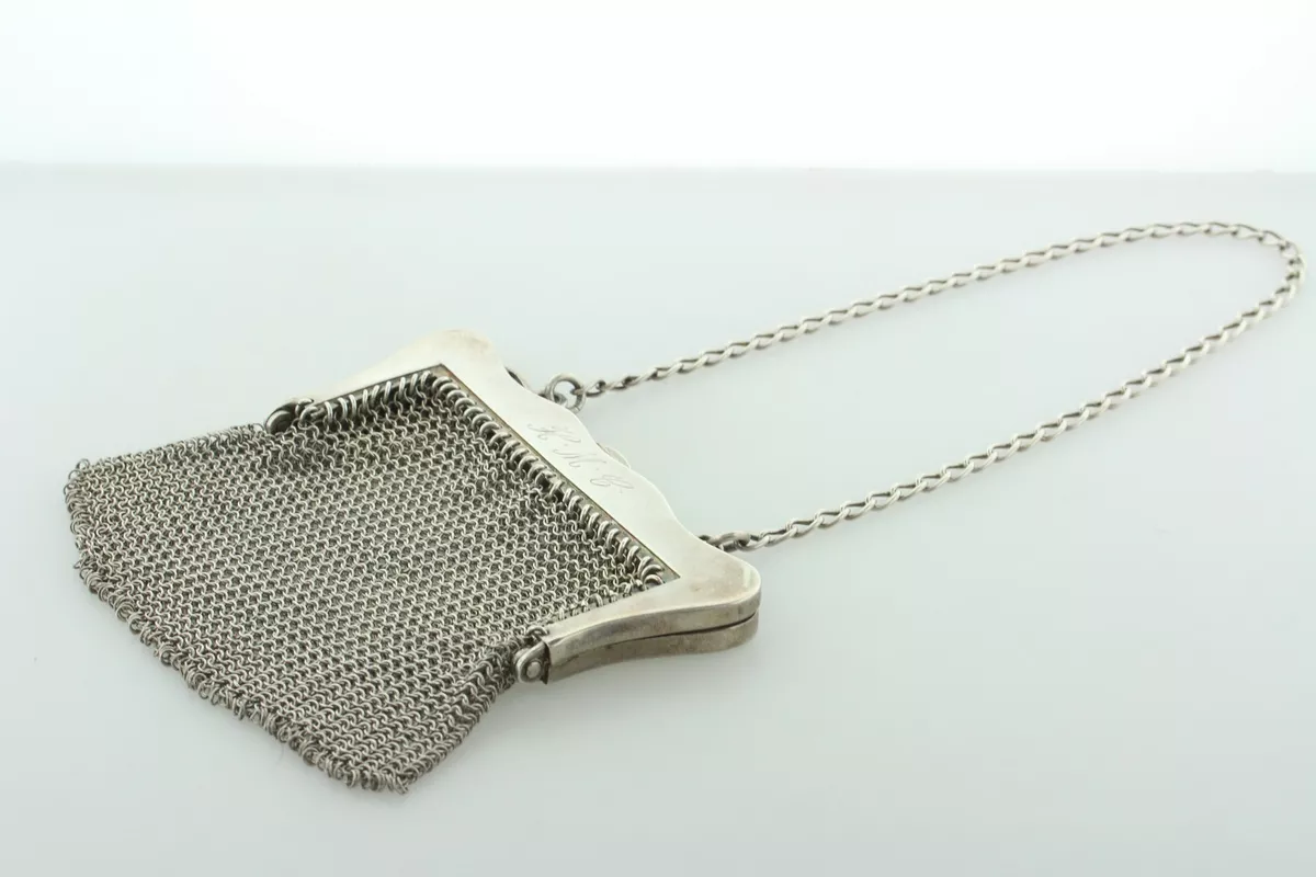 Vintage Sterling Silver Chain Mail Mesh Bag Small Coin Purse