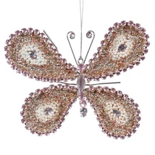 Sequins, Jewels & Beads Pink & Cream Butterfly Ornament