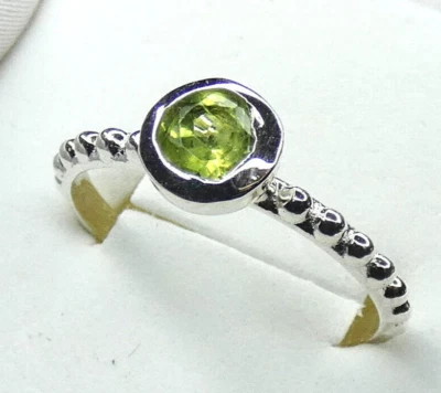 💚Ring 925 Silber Gr 18,4 (58) facettierter, runder Peridot - Olivin filigran 💚 - Bild 1 von 4