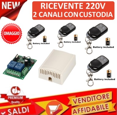 Ricevente 4 Ch Canali 220 V Volt + 2 Telecomandi 433 Mhz - Foto 5