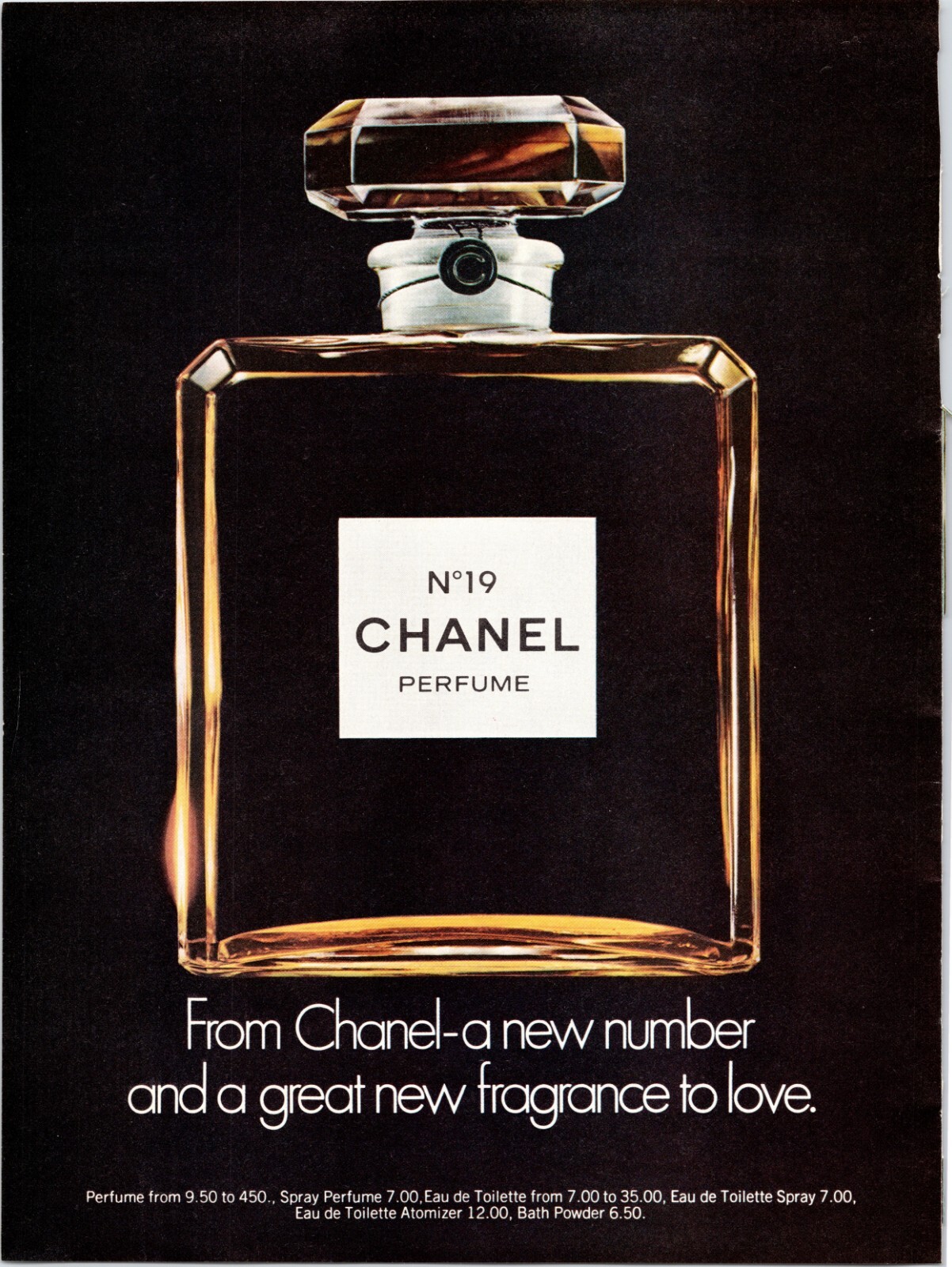 CHANEL No 19 Perfume Vintage 1973 Magazine Ad Print
