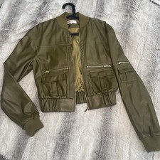 House Of Cb , Faux Leather Military Green Jacket -size S