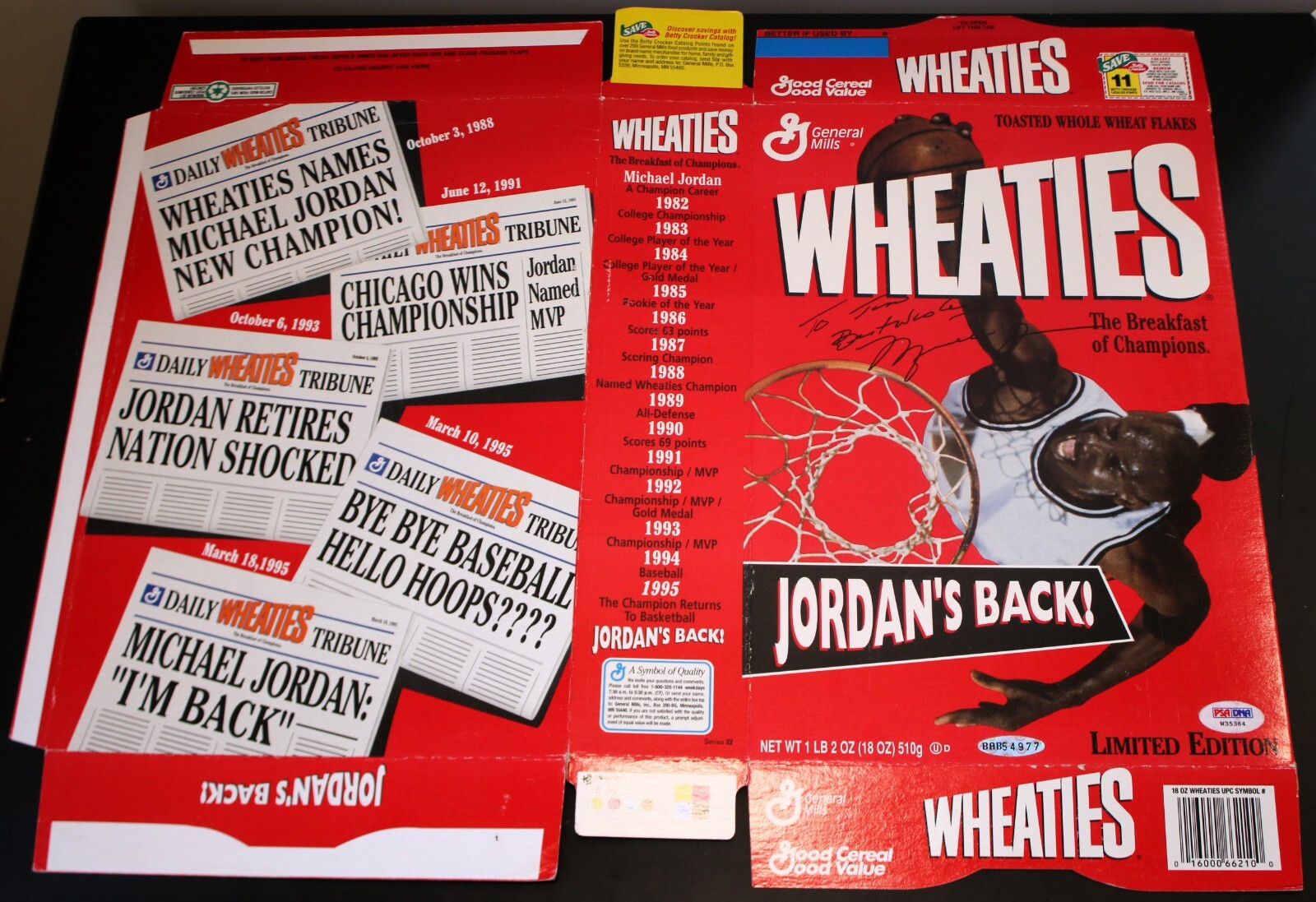Michael Jordan ~ Signed Autographed 1995 Wheaties Cereal Box Auto ~ PSA DNA view 4