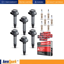 6 Ignition Coil & Motorcraft Platinum Spark Plug for Lincoln MKZ 2007-2012 3.5L