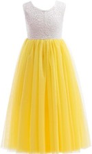 Jup'Elle Yellow Party Dress, 6T - Little Girl Ruffle Lace Wedding Flower Girl