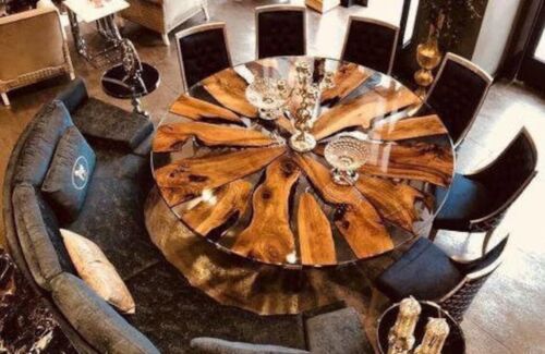 Mesa de comedor epoxi / Mesa redonda de resina epoxi, mesa redonda a medida decoración del hogar - Imagen 1 de 10