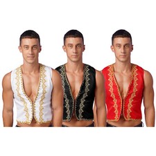 Men Vest Costume Steampunk Gothic Medieval Victorian Arabian Halloween Waistcoat