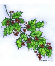 Christmas Holly Berry Branch Wood Mounted Rubber Stamp NORTHWOODS PP11209 New