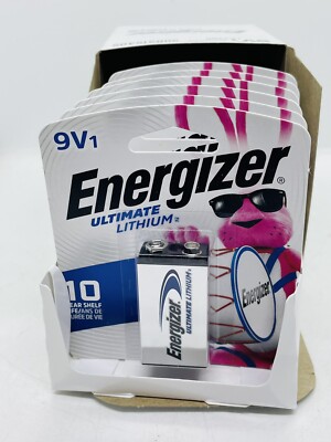 6 Energizer Ultimate Lithium 9V (9 Volt) Batteries (L522, 6LR61, 1604LC)