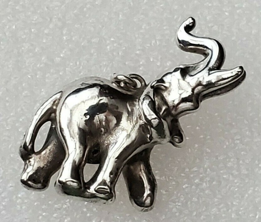 LUCKY ELEPHANT TRUNK UP PENDANT STERLING SILVER Gem