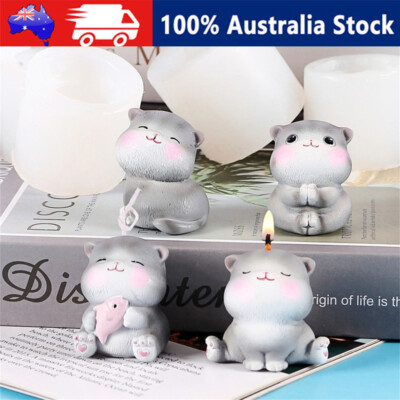 Cute Cat 3D Shape Silicone Mold Candle Soap Liquid Mould