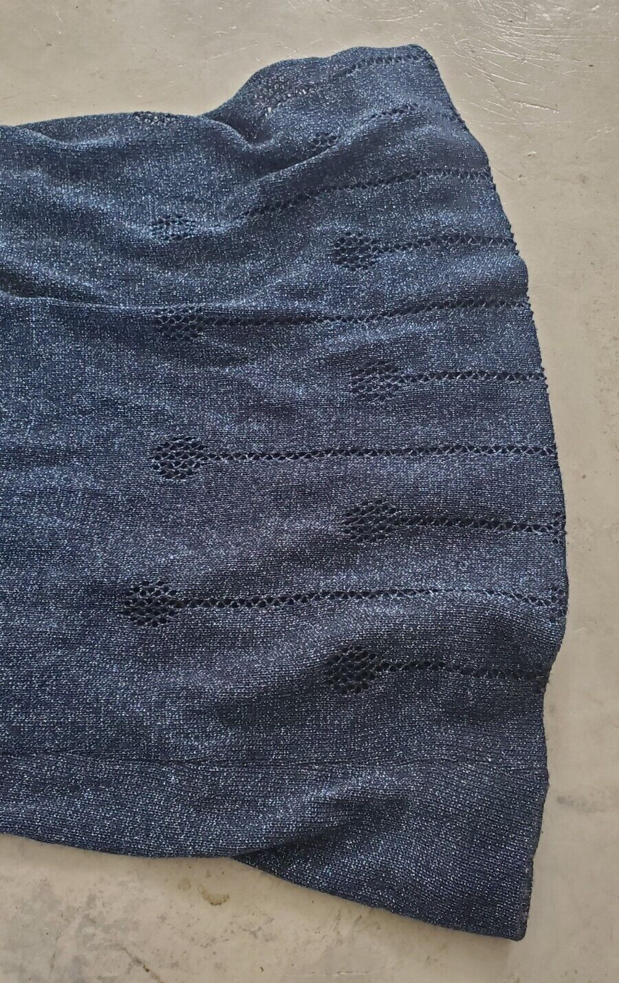 Vintage 70s Disco Wenjilli 5/6 Black Blue Metallic Knit Maxi Dress Cowl Gown S