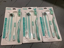 3pk Dental Guru Complete Dental Care Kit t-brush, mirror, tongue cleaner, pick