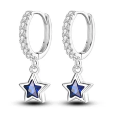 MULA Original Blue Star Hoop Earrings AAA CZ For Women Jewelry 925 Silver Plated