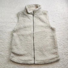 Umgee Sherpa Vest Med White Full Zip Pockets Collar Soft Warm Layers Cozy