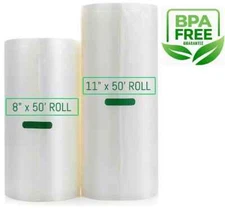 2 Rolls 8"x50' 11"x50' Vacuum Sealer Bags Food Saver Storage Embossed Bags 4 Mil