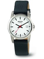 Boccia Titanium 3298-04 Damenuhr Lederarmband Schwarz