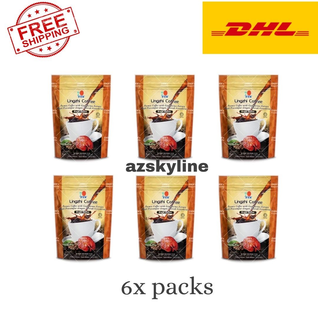 6 Packs DXN Lingzhi Black Coffee Ganoderma Reishi Instant Cl