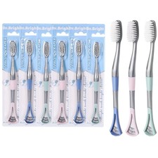 2IN1 Toothbrush Medium with Tongue Scraper, Medium Toothbrushes for Adults, T...