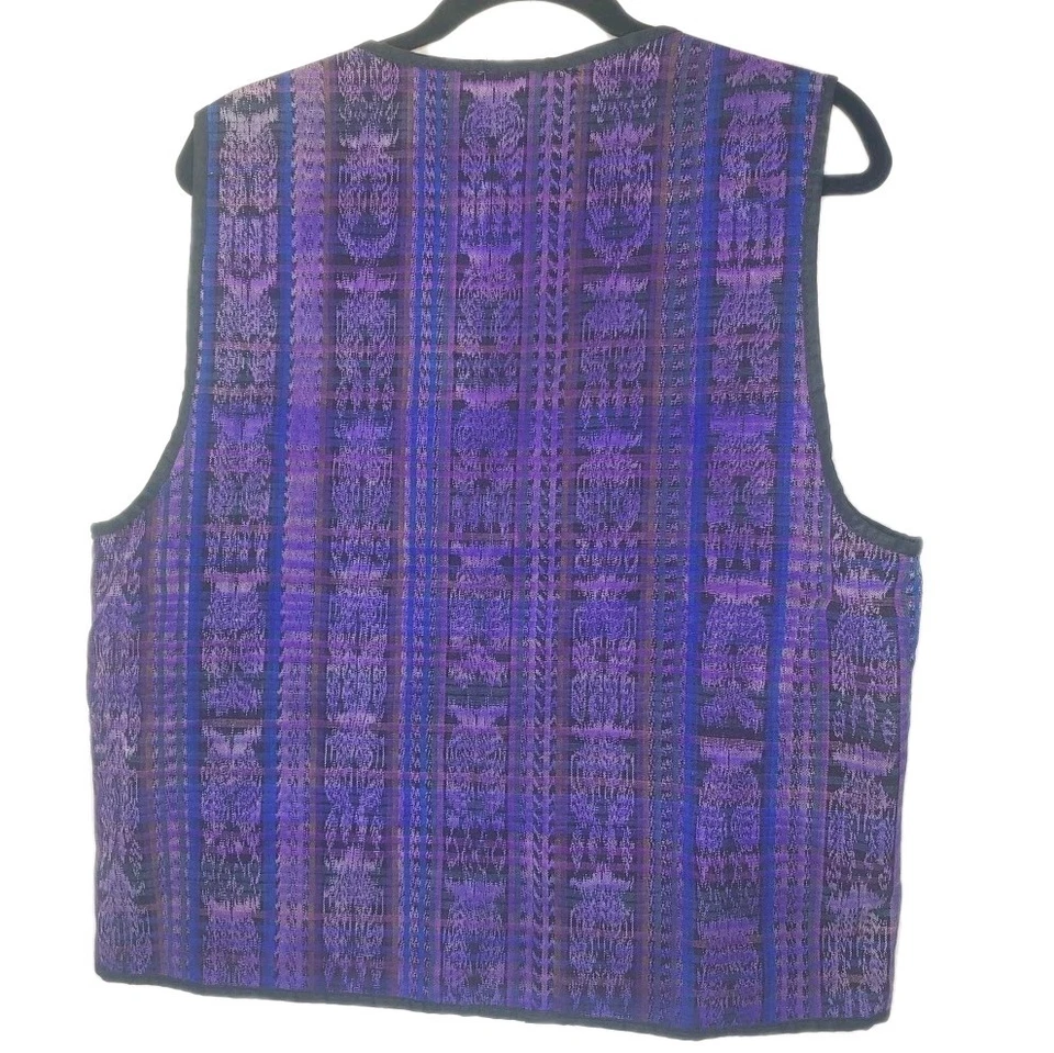 Chaleco Floral Mariposa Bordado 3D Guatemalteco Años 70 De Colección Mujer Med Púrpura Cuello en V Foto 3 de 4