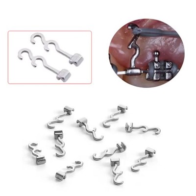 10 Packs Dental Crimpable Hook 2 Hooks Spiral Multi Function Curved Left Right 