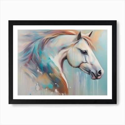Weißes Pferd 9 Kunstdruck gerahmt Wandbild Poster Leinwanddruck Bild