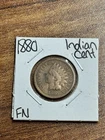 1880 Indian Head Cent Penny FN Fine Better Date U.S. 1c Type Coin (Raw18009)