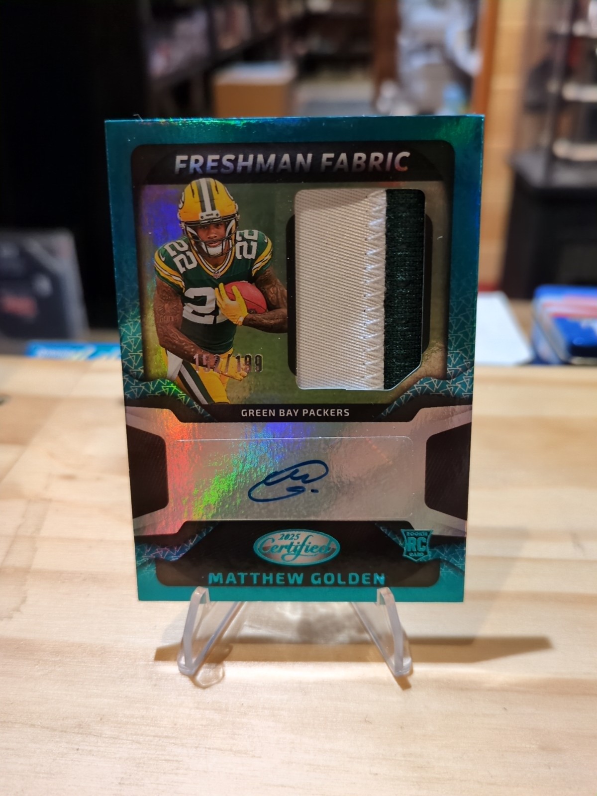 2025 Panini Certified Freshman Fabric Teal /199 Matthew Golden Rookie AUTO JS