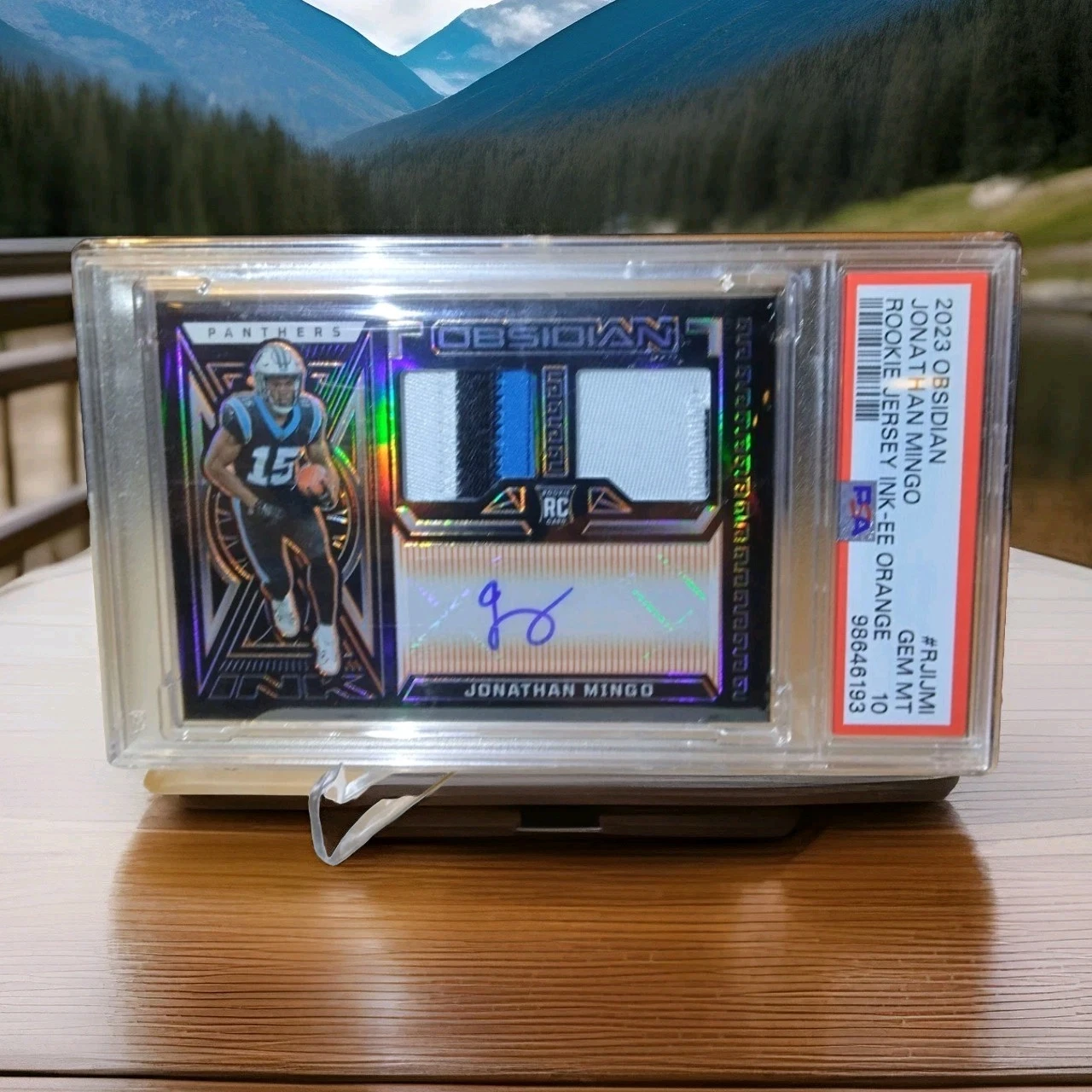 Jonathan Mingo Panini Obsidian Rookie Jersey Ink #RJIJMI Electric Etch Orange